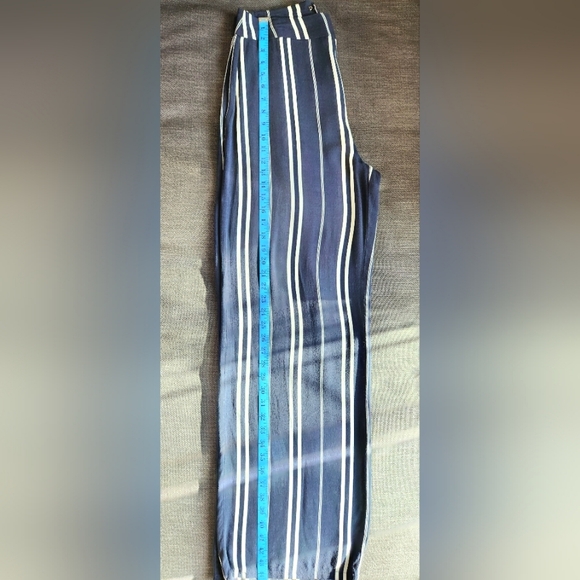 Dynamite Striped Wide-Leg Navy Blue and White Mid-Rise Pant Size Medium - Picture 12 of 15
